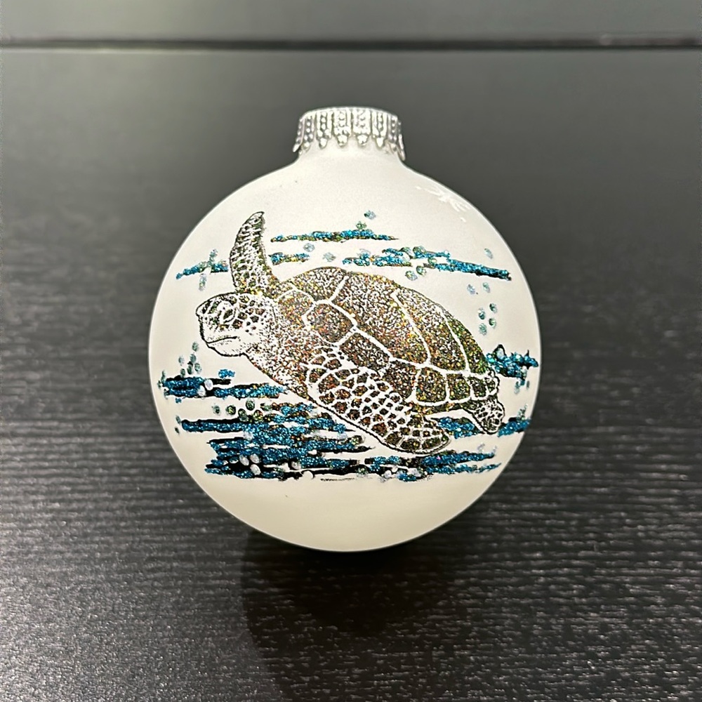 Sea World Sea Turtle Glass Christmas Holiday Ornament